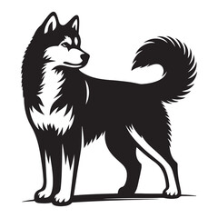 Vector silhouette of a dog, Dog illustration, Dog art, Dog drawing, Pet Animal Silhouette.