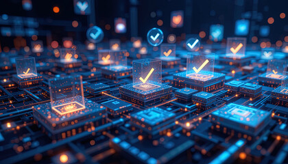 A futuristic illustration of a validated digital system.