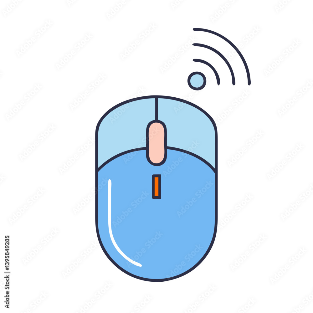 Poster wireless computer mouse illustration for ergonomic pc input device and office equipment accessories 
