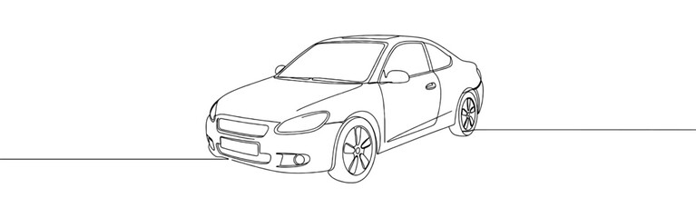 Car continuous one line drawing. Vehicle in line style. Vector illustration.