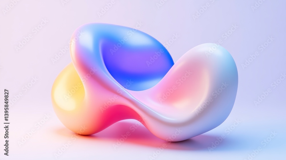 Poster abstract colorful 3d render of a smooth, organic shape with gradient colors.