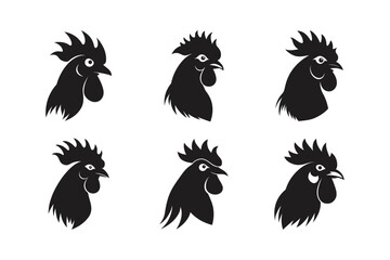 Obraz premium rooster chicken head vector art silhouette
