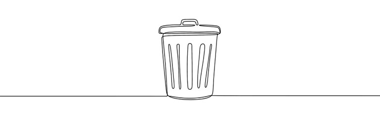 Trash bin continuous one line drawing. Trash can, dustbin, recycle concept. Vector illustration. © drawing lines