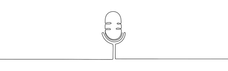 Microphone continuous one line drawing. Voice recording symbol. Vector illustration.