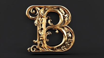Shiny golden letter "B" in a fancy font,