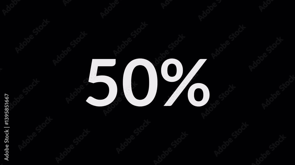 Fototapete percentage counter animation from zero to fifty on a transparent background, counting percentage fro