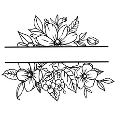 Elegant hand-drawn floral bouquet in black and white. Flowers design 