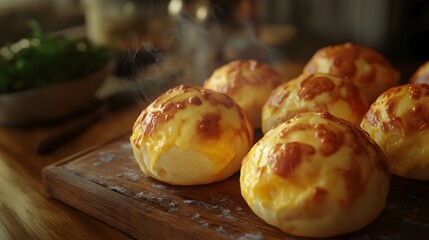Traditional Brazilian cheese bread served hot,