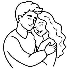 Romantic Embrace Couple Line Art