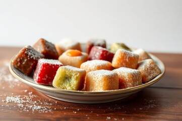 Colorful Turkish Delight on Plate
