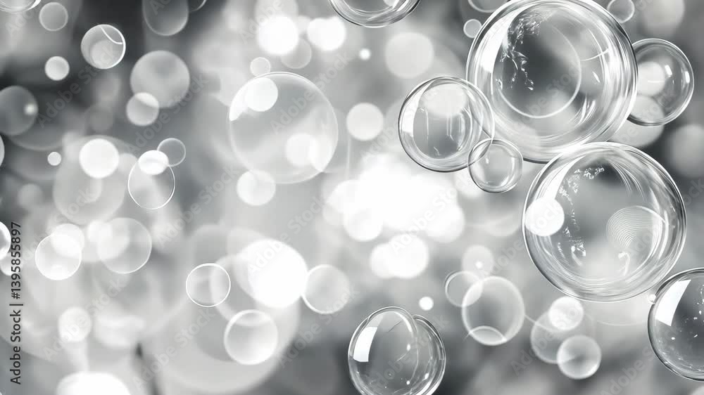 Poster bubbles floating in a soft, shimmering background create a dreamy atmosphere during a tranquil momen