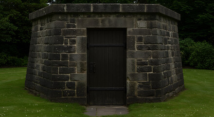 Victorian Icehouse With Thick Stone Walls And A Wooden Door Exterior
