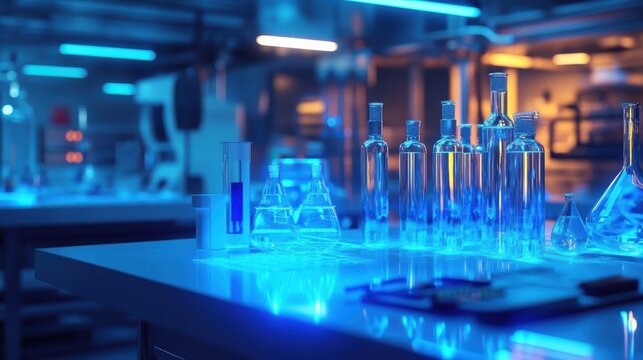 High-tech lab featuring holographic quantum display