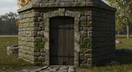 Vintage Icehouse With Thick Stone Walls And A Wooden Door Adobe Stock