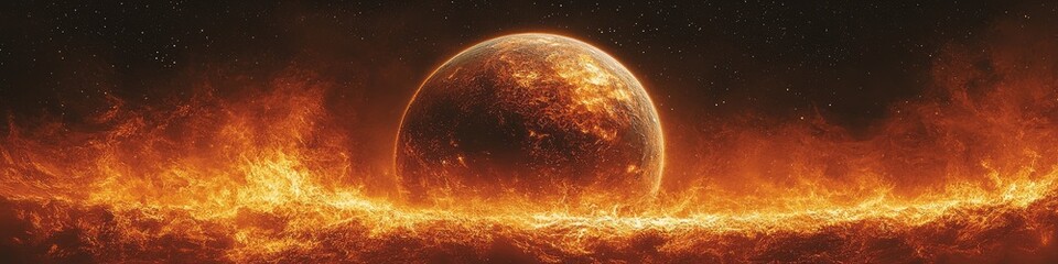 Planet engulfed in flames