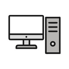 Desktop Tower Monitor Display Setup Icon Design