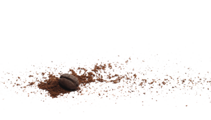 Pile ground espresso coffee with beans isolated on white, clipping path, side view