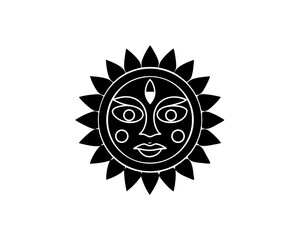 creative details Boishakhi Sun Motif Icon Vector Illustration