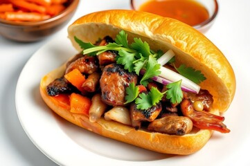 Traditional Vietnamese Banh Mi Plate