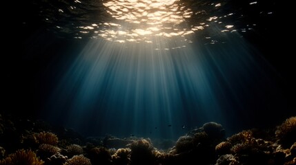 Obraz premium A coral reef teeming with marine life in crystal-clear water