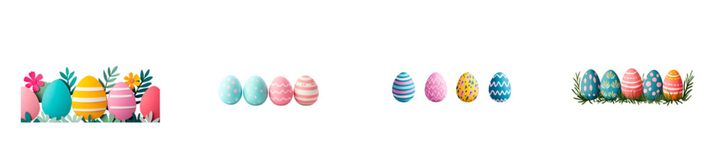 Festive Easter Eggs Decorations for Holiday Greetings, cut out transparent