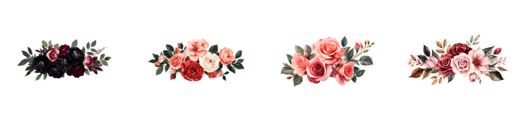 Floral arrangement, vintage roses bouquet, flowers bunch, decoration, cut out transparent