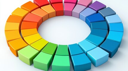 Obraz premium Vibrant Color Wheel Displaying Rainbow Hues in Circular Arrangement