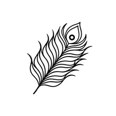 Obraz premium feather black and white line art vector Illustrator 