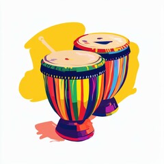 Flat and modern digital illustration of a single, colorful Carnival drum instrument