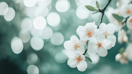 Fototapeta premium Serene Spring Blossoms: A Delicate Bouquet of White Flowers