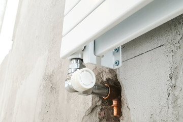 White radiators of heating system. New building house, heating i