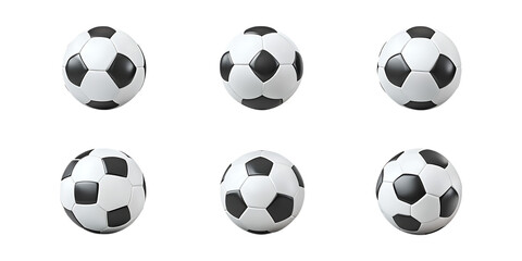 Pack Soccer Ball Set in Different Poses Against Transparent Background for Sports, Athletic Events, or Game Illustrations