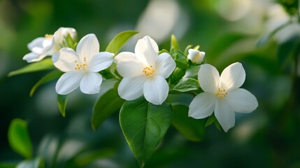 Obraz premium Stunning White Jasmine Blossoms in Sunlight
