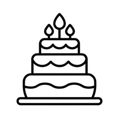Birthday Cake Line Art Illustration.
