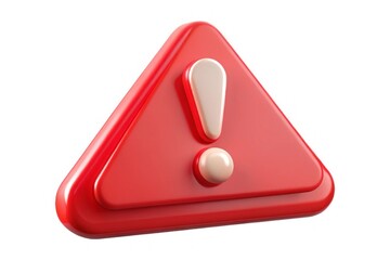 A bold red triangular warning sign with a creamy white exclamation mark, conveying urgent attention and a need for immediate action, against a clean white background.