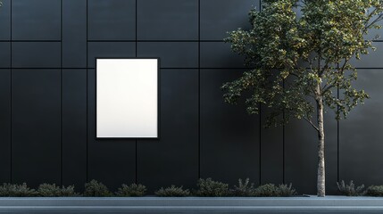  an empty vertical poster white light box on the wall of a modern