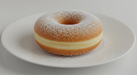 Powdered Sugar Donut On White Plate Stock Photography Content