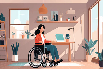Woman in wheelchair at home