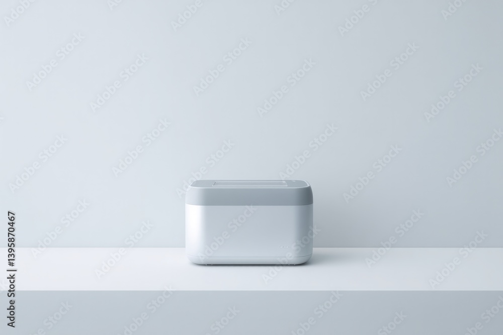 Poster sleek modern generator sits on plain white surface with ample copy space surrounding it emphasizing 