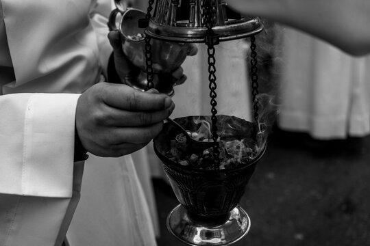 Holy Week procession on Good Friday in Medellín. (Black and white) - Powered by Adobe