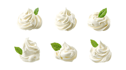 Pack Sour Cream Set in Different Poses Against Transparent Background for Dairy, Cooking Ingredients, or Food Branding