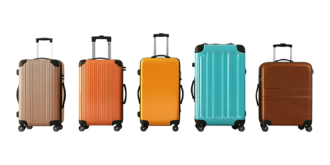 Pack Suitcase Set in Different Poses on Transparent Background for Travel, Vacation, and Lifestyle-Themed Designs