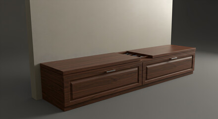 Wall to Wall Built In Bench with Hidden Storage Compartments and Modern Design