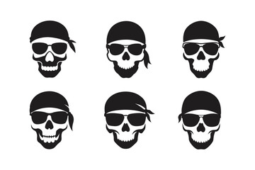 skull bandana sunglasses vector art silhouette