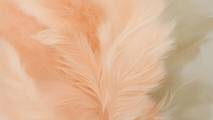 Fototapeta premium A captivating abstract painting with a delicate texture, soft, feathery brushstrokes, and a harmonious combination of sage and peach fuzz colors