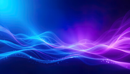 Fototapeta premium A dynamic abstract design featuring flowing lines of blue and purple light with shimmering particles.
