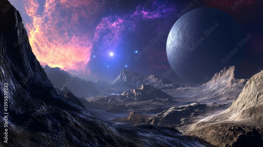 Wall mural the background is a vibrant abstract space filled with cosmic planets and various celestial elements