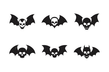 skull bat wings vector art silhouette