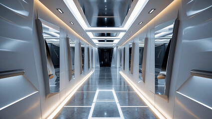 Obraz premium Futuristic illuminated corridor with sleek design