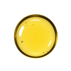 Golden honey droplet, a glistening pool of pure, natural sweetness, captured in a close-up shot against a bright white background.